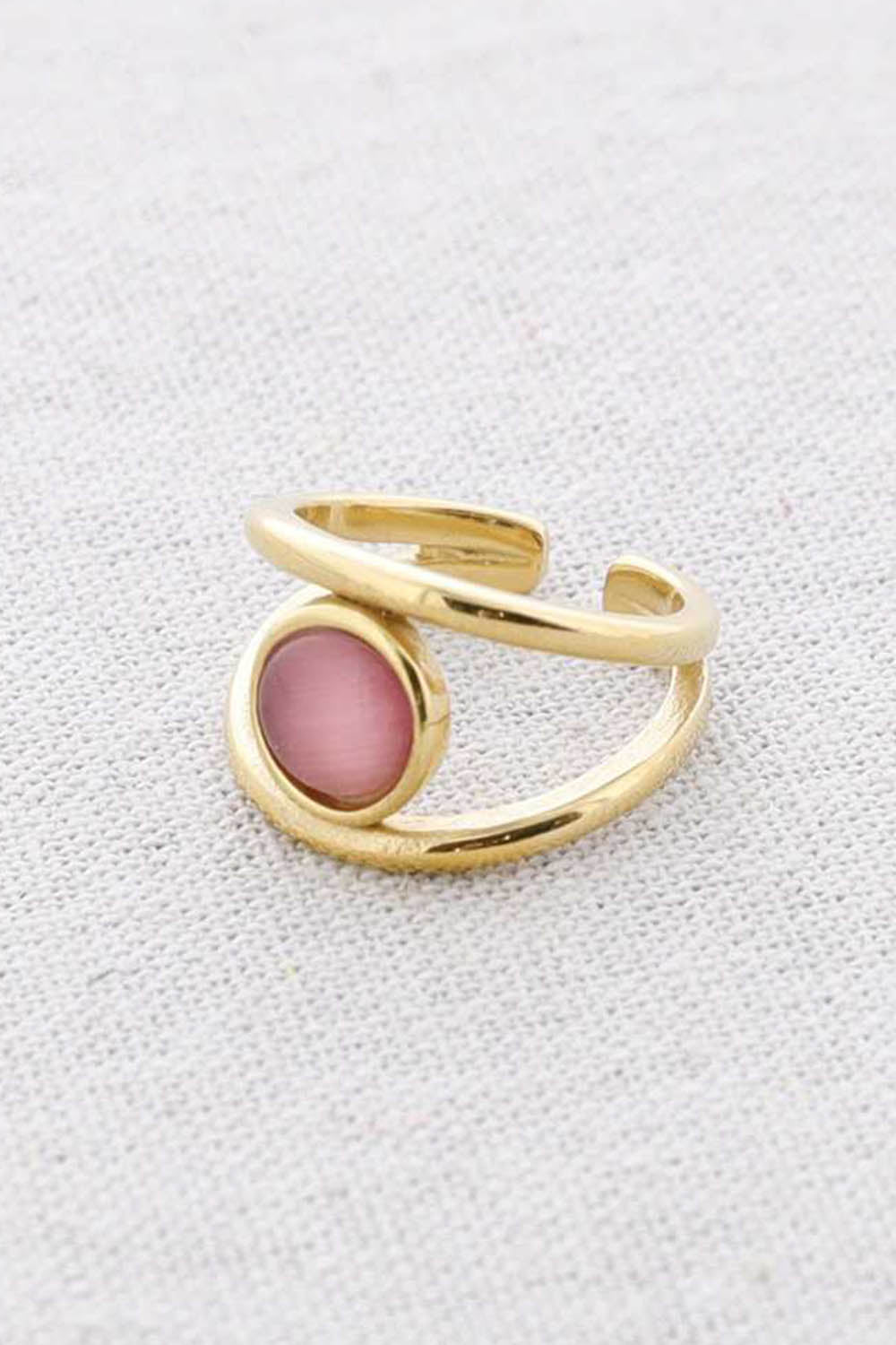 Sonata Stone Steel Ring Pink