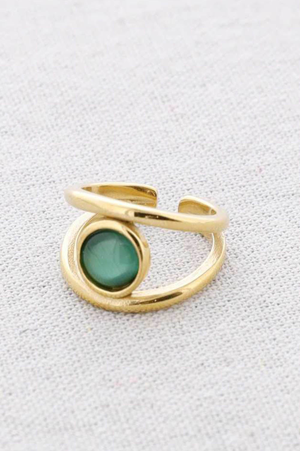 Sonata Stone Steel Ring Green