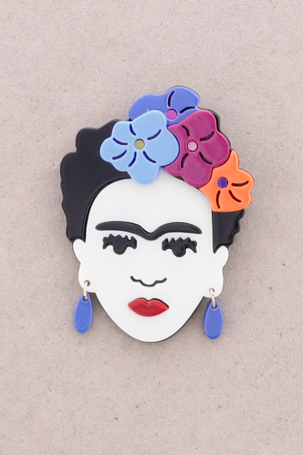 Flower Frida Face Brooch