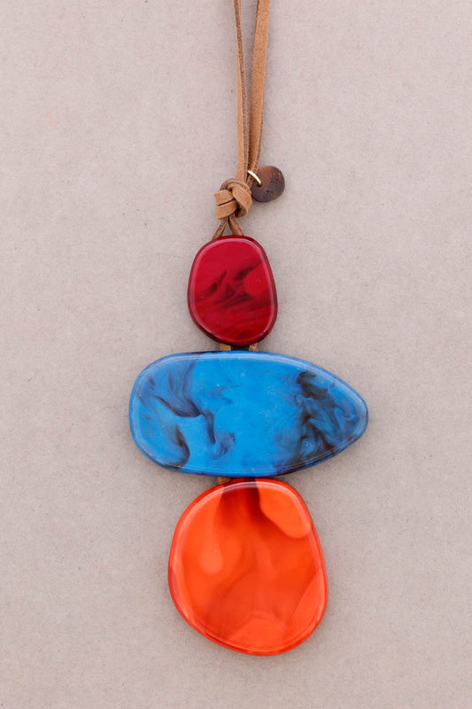 Large Triple Resin Pendant Necklace