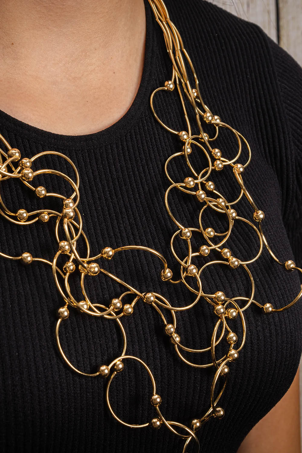 Bobble Statement Necklace Gold
