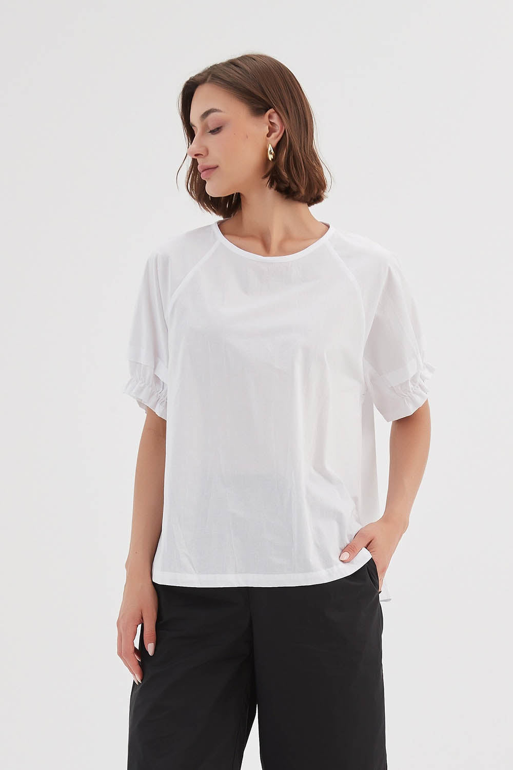 Ruffle Sleeve Detail Top