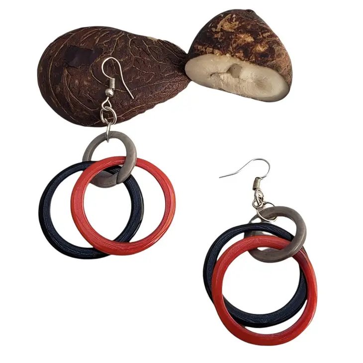 Jewellery By Allie Linked Hoops Modernism Earrings Red