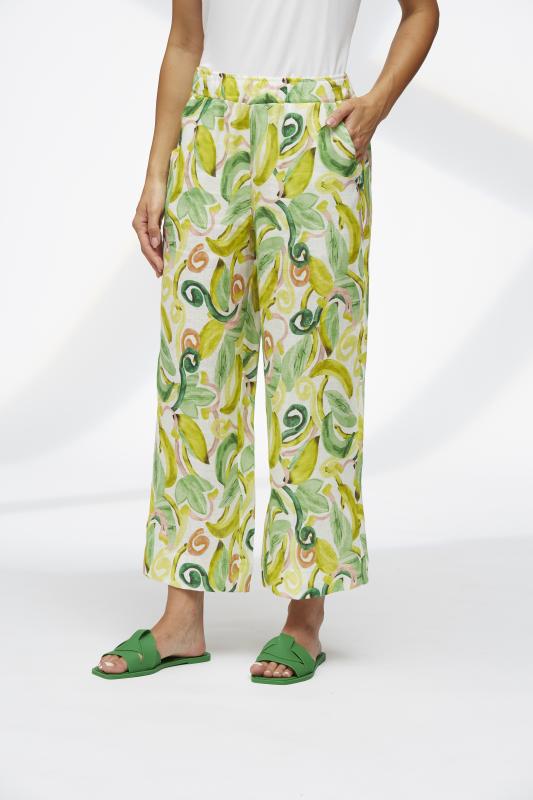 Yellow Label Banana Print Linen Trousers