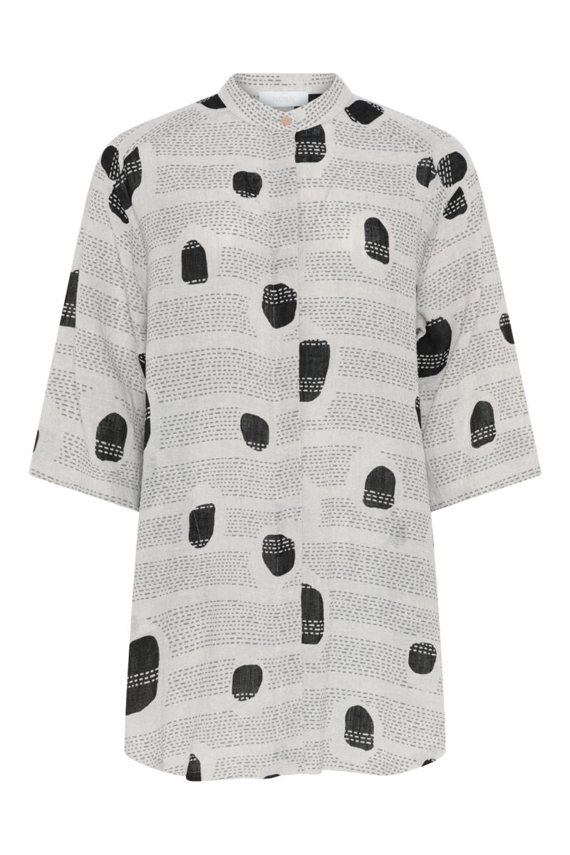 NOEN Dash Spot Linen Jacket Grey Grey
