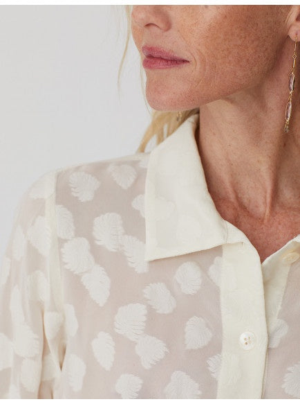 Nice Things Leaves Jacquard Shirt Ecru