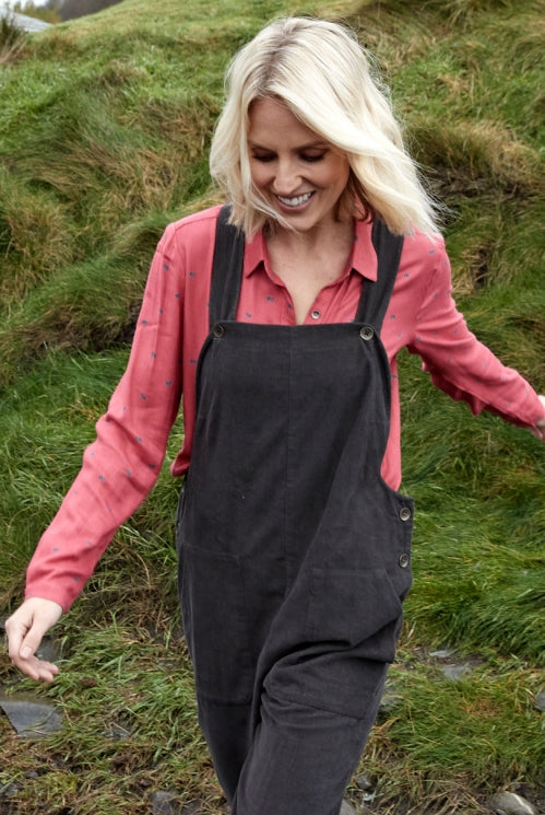 Nomads Plain Needlecord Dungarees Rock