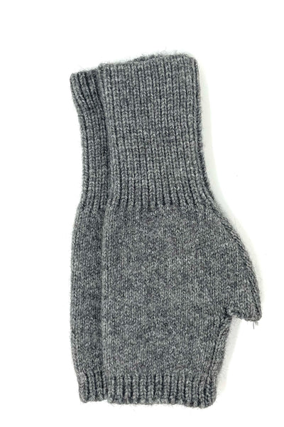 Jess & Lou Plain Knit Wool Fingerless Gloves Grey