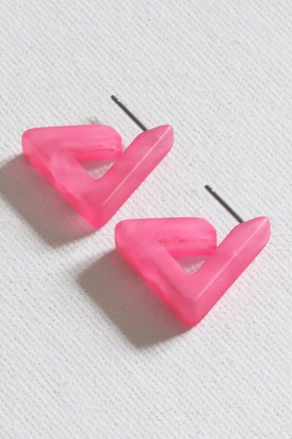 Big Metal London Petra Matte Resin Earrings Pink
