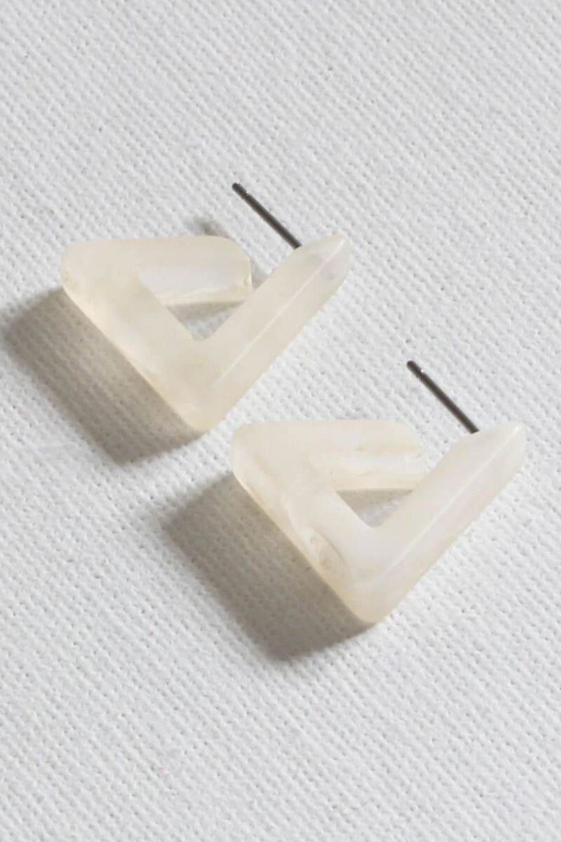 Big Metal Jewellery Petra Matte Resin Earrings White