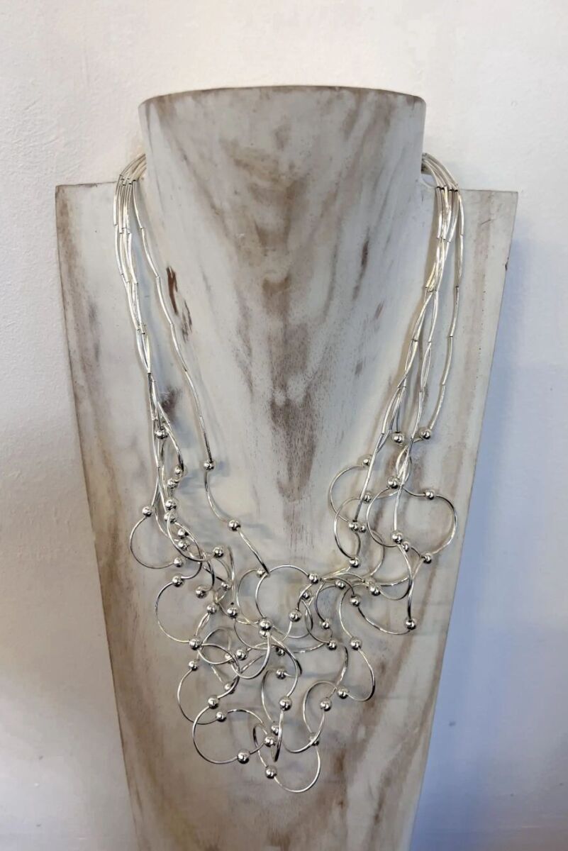 Jess & Lou Bobble Statement Necklace Silver