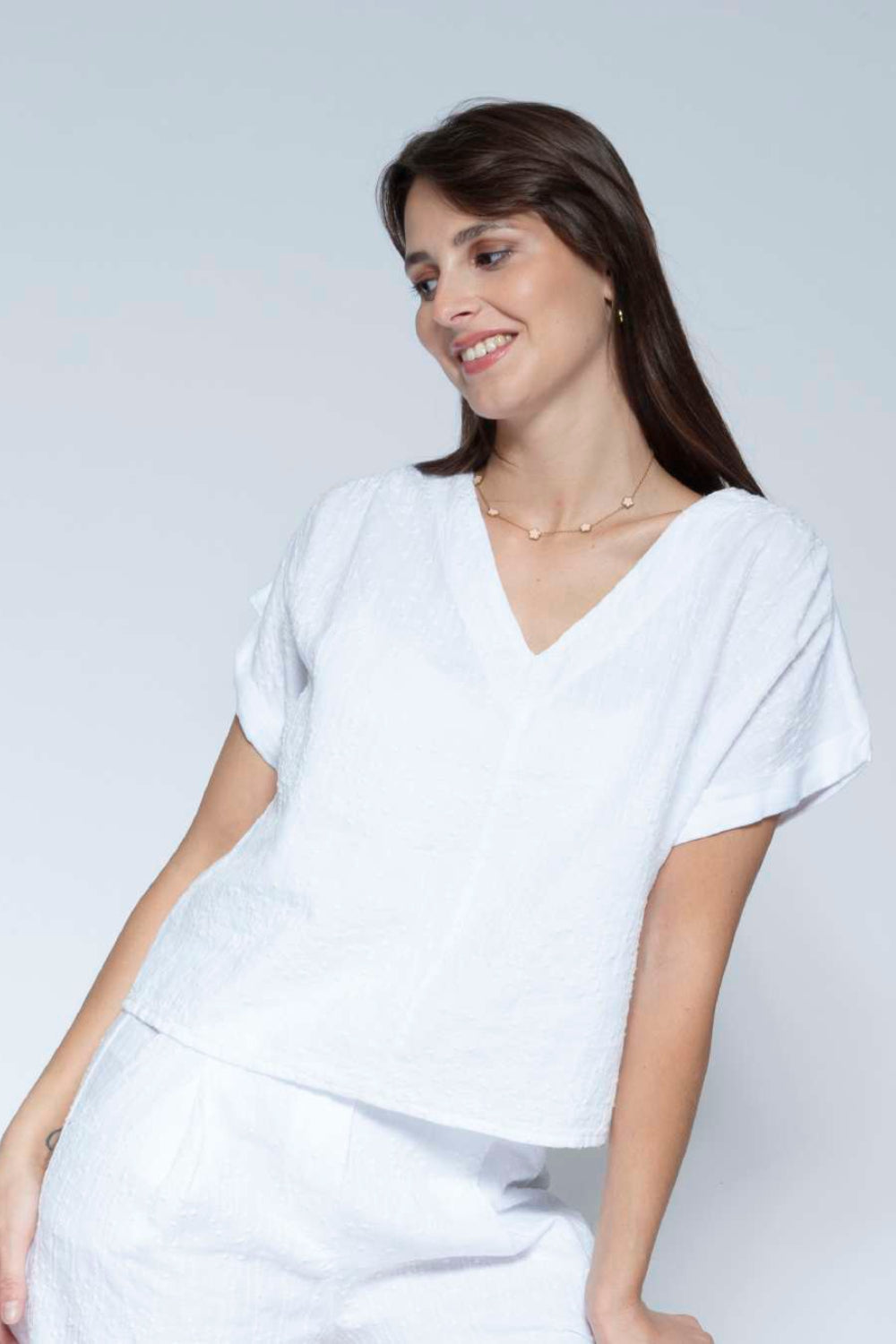 Linen 26200 V Neck Top