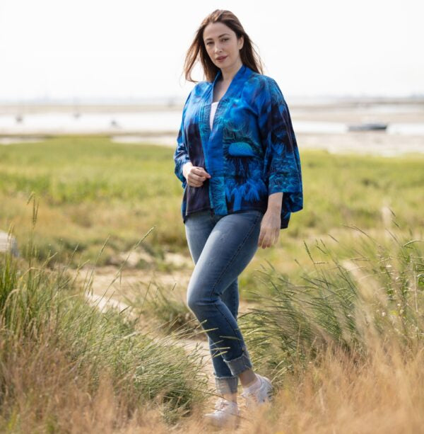 From My Mothers Garden Wishes Kimono Blue