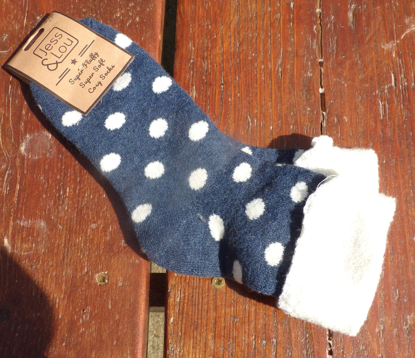 Jess & Lou Cosy Cuff Spot Socks Navy