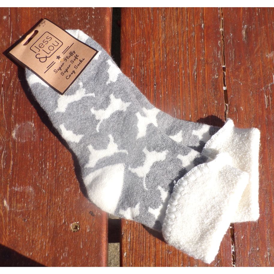 Jess & Lou Cosy Cuff Dog Socks Grey