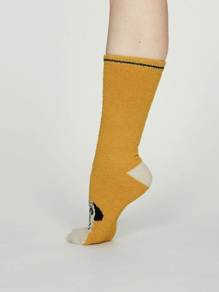 Thought Rebecca Fuzzy Socks Mustard