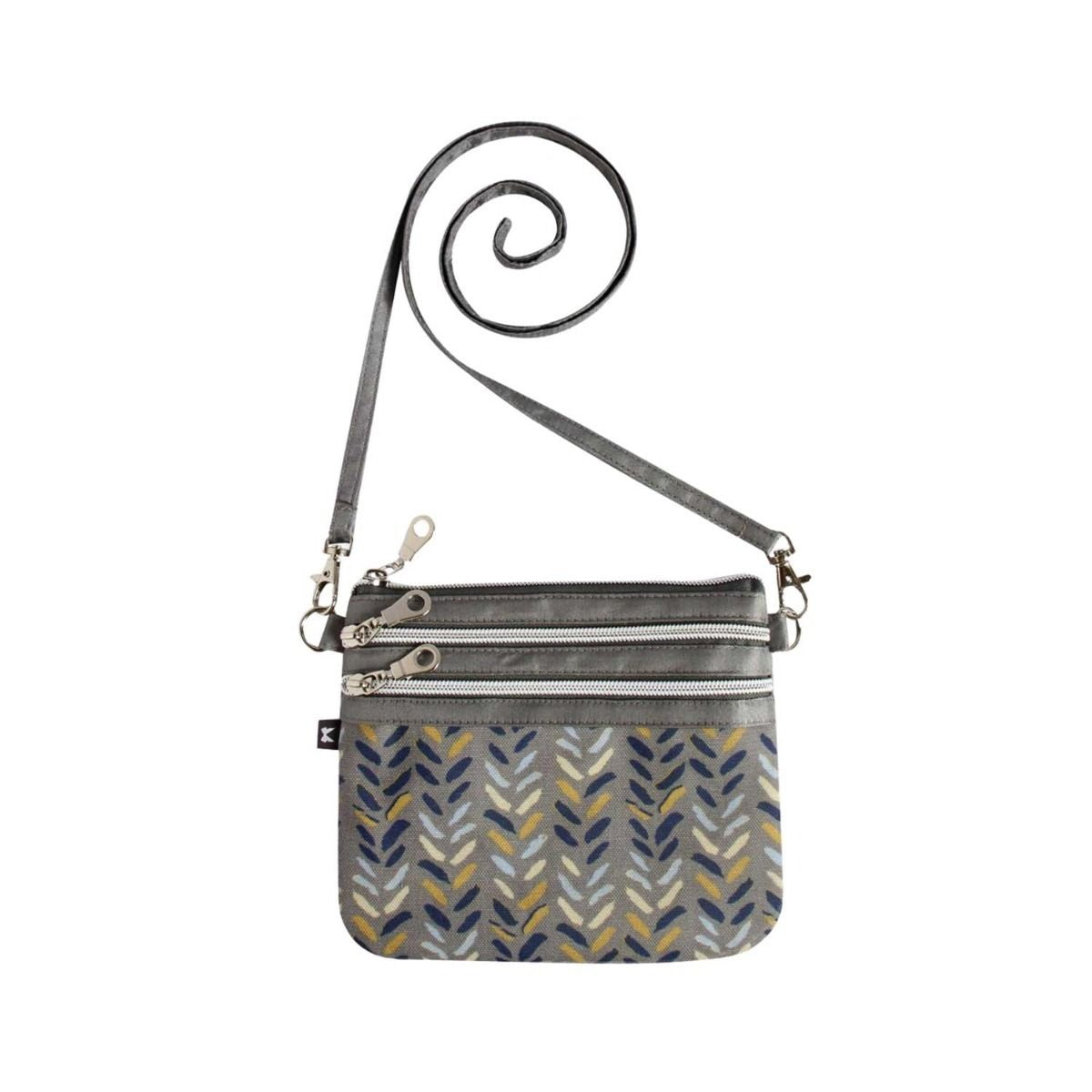 Earth Squared Blue Herringbone 3 Zip Bag