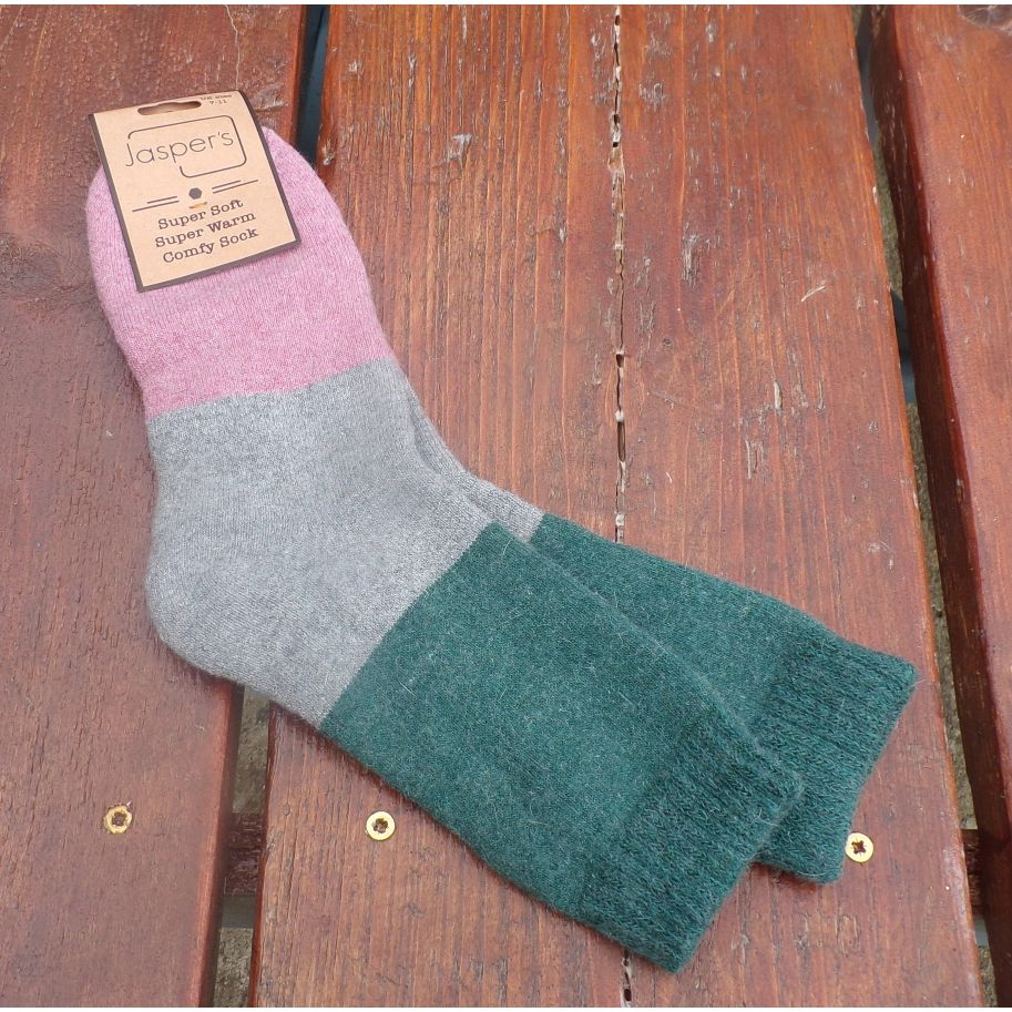 Jess & Lou Super Soft Block Socks Green