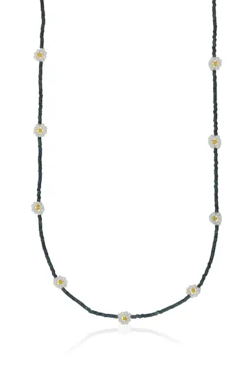 Big Metal London Amanda Daisy Necklace Navy