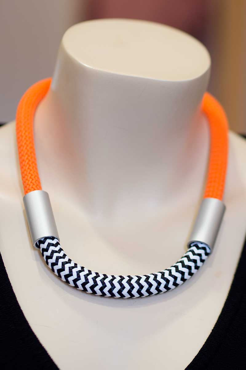 JessieJuniper Patterned Cord Necklace Orange K1835