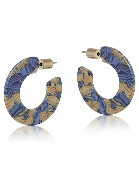 Big Metal Jewellery Elinor Resin Hoop Earrings Navy