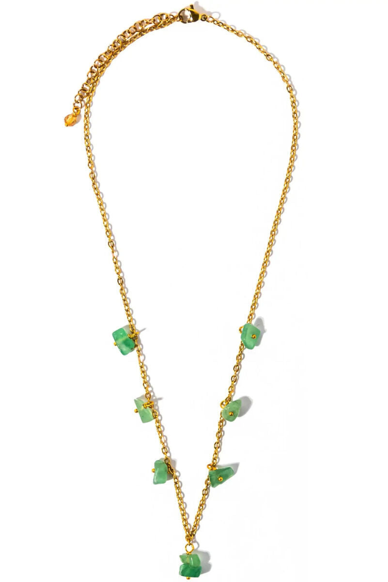 Lotus Feet Light Green Crystal Chip Necklace