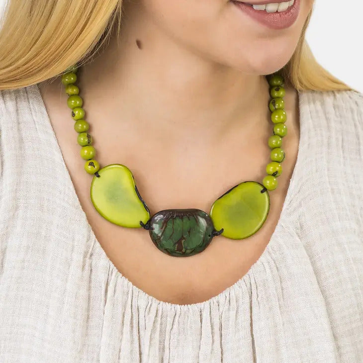 Pretty Pink Jewellery Trio Marble Slice Necklace Green