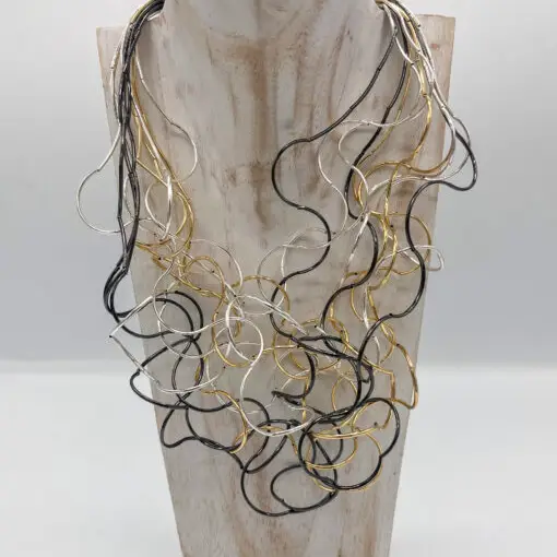 Jess & Lou Wow Statement Necklace Mixed Silver