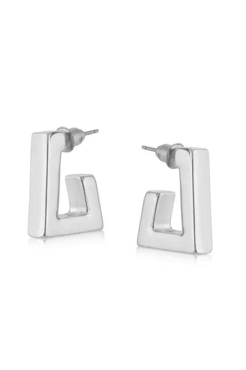 Big Metal Jewellery Ariana Metal Square Earrings Silver
