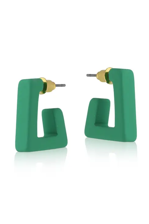Big Metal London Petra Matte Resin Earrings Green