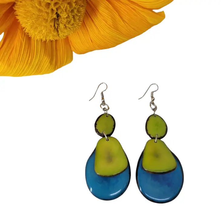 Jewellery By Allie Tagua Slice Dangle Earrings Green