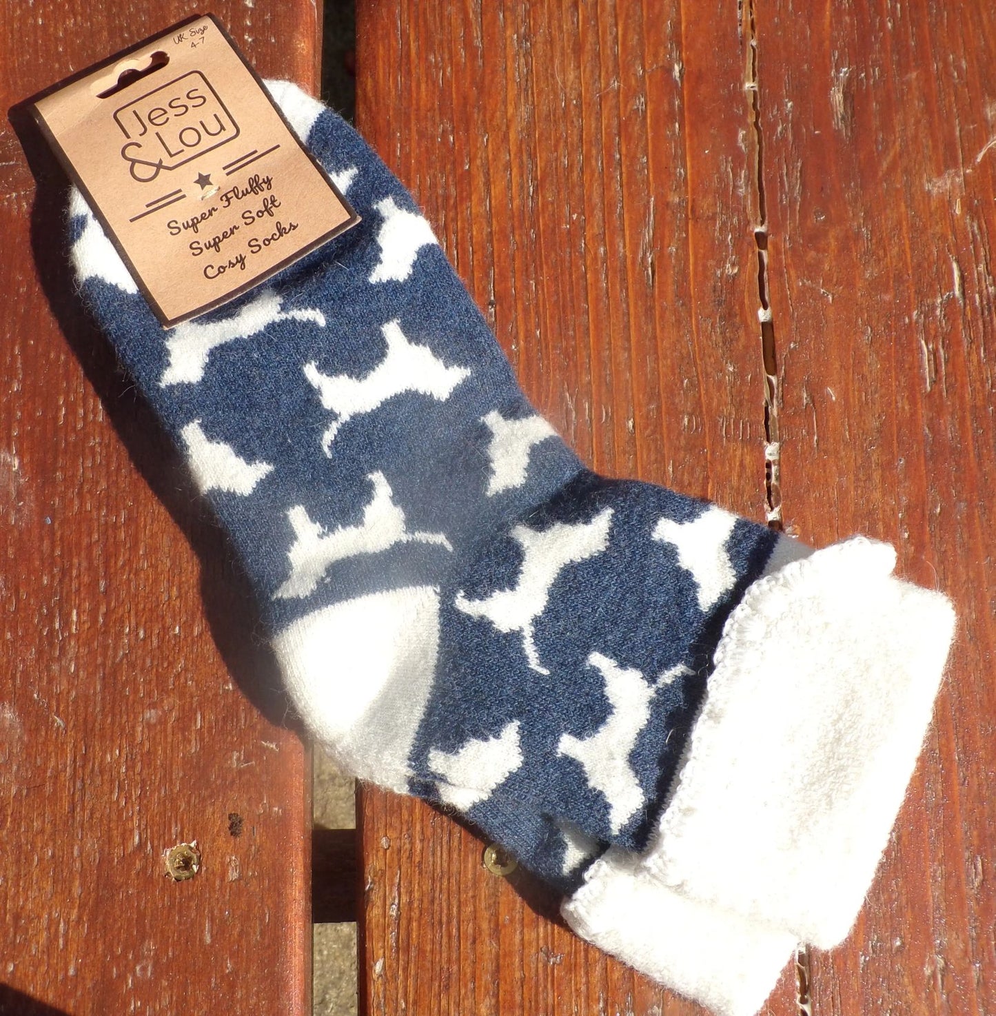 Jess & Lou Cosy Cuff Dog Socks Navy