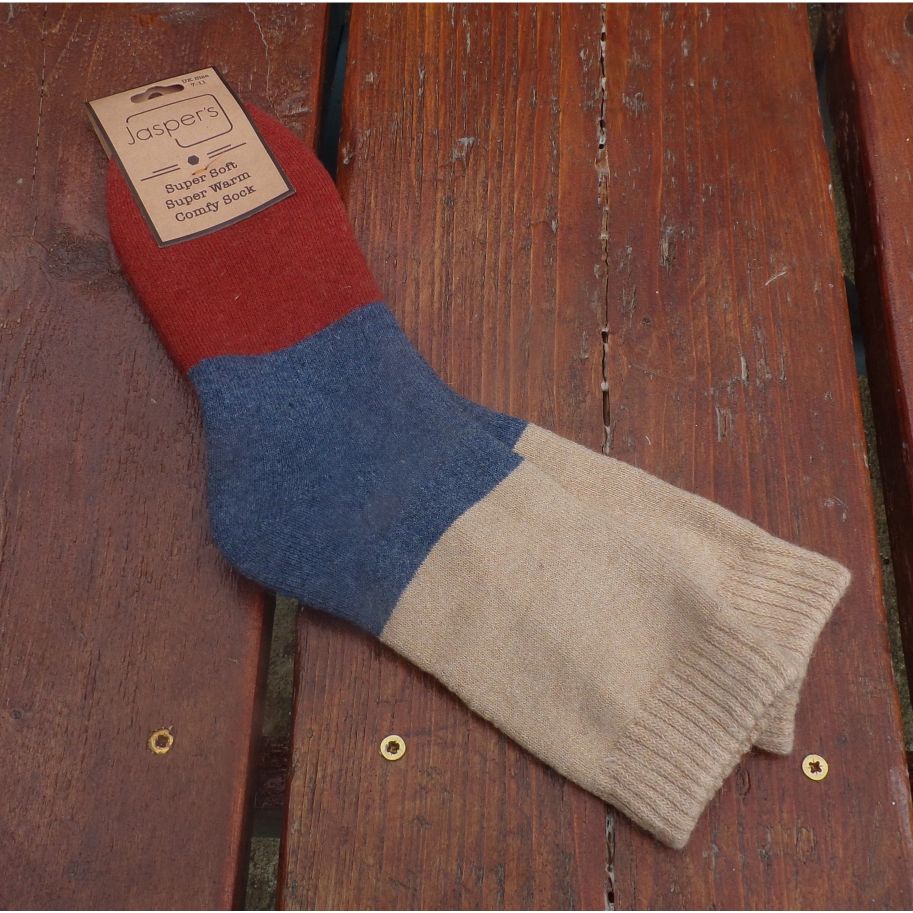 Jess & Lou Super Soft Block Socks Beige