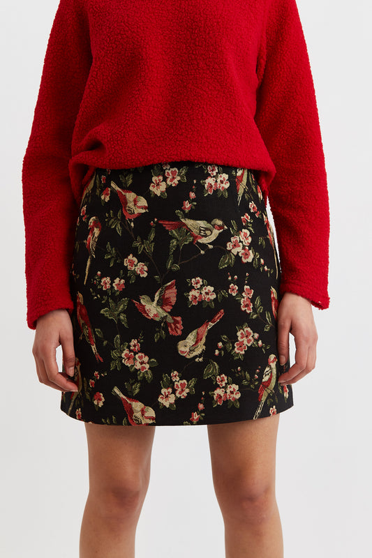 Louche Aubin Tweet Jacquard Mini Skirt Black