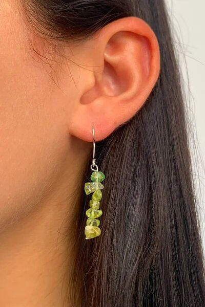 Lotus Feet Peridot Chip Drop Earrings