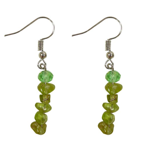 Lotus Feet Peridot Chip Drop Earrings