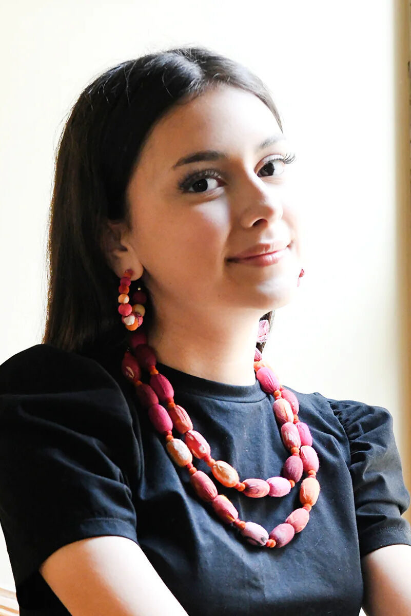 Just Trade Kantha Fiesta Necklace Pink