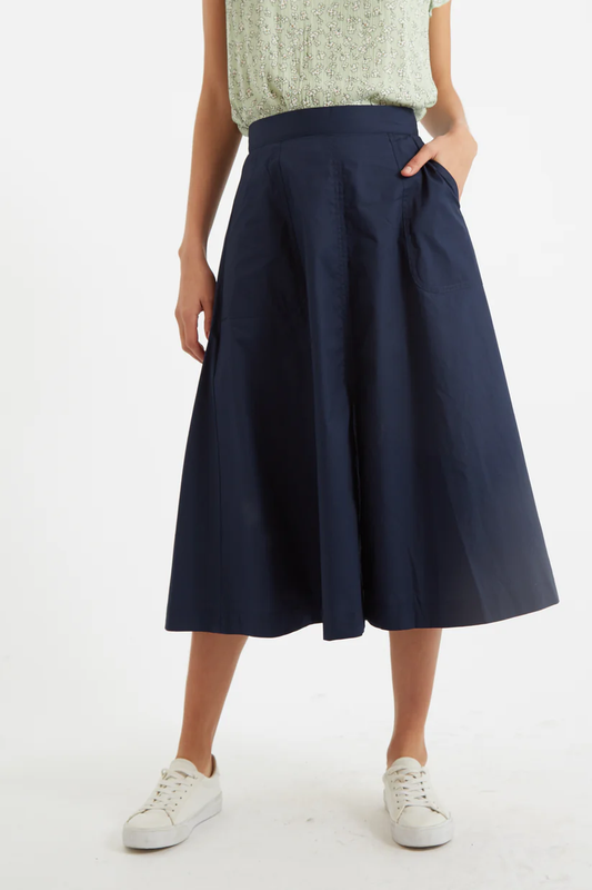 Louche Francoise Poplin Midi Skirt Navy