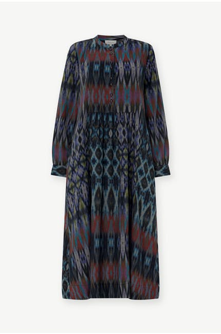 JessieJuniper Patched Ikat Print Dress Blue