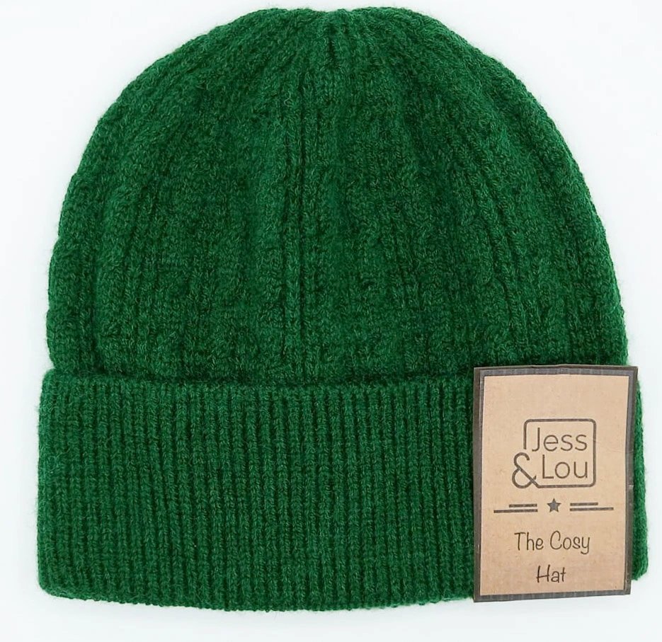 Jess & Lou Cable Beanie Hat Green Green