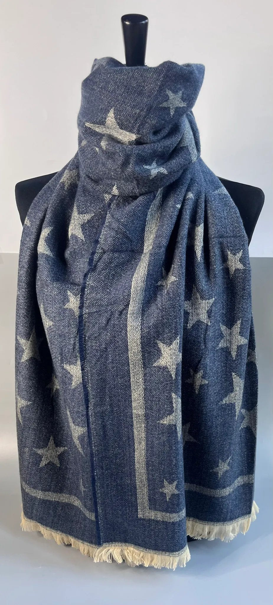 Jess & Lou Soft Star Plush Scarf Blue Blue