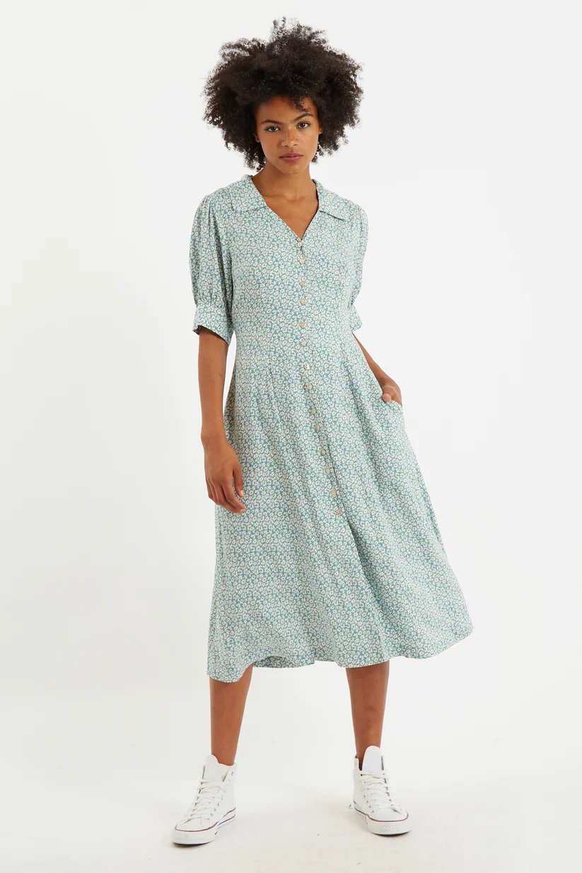 Jadi Dazzler Print Midi Dress Green – Jessie Juniper