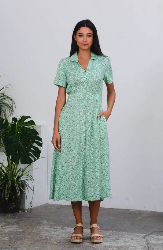 Pretty Vacant Green Ditsy Jonie Dress Green