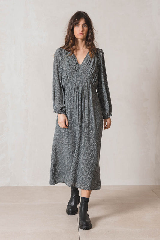 Indi & Cold Khaki Tiny Dot Long Dress