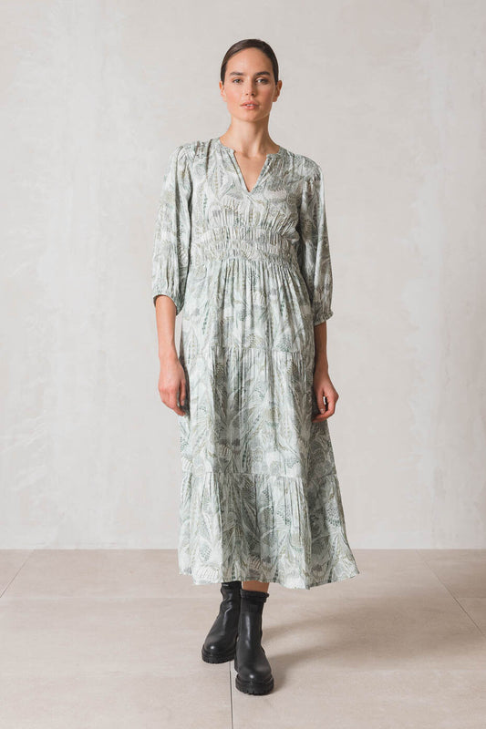 Indi & Cold Sage Swirl Long Dress Green