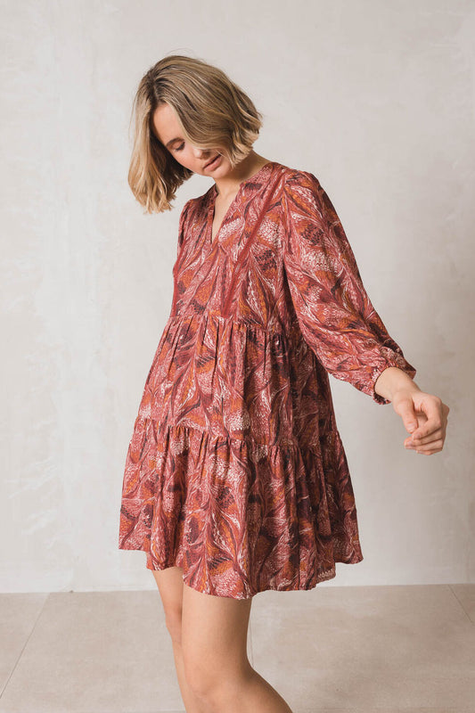 Indi & Cold Bordeaux Swirl Tunic Dress