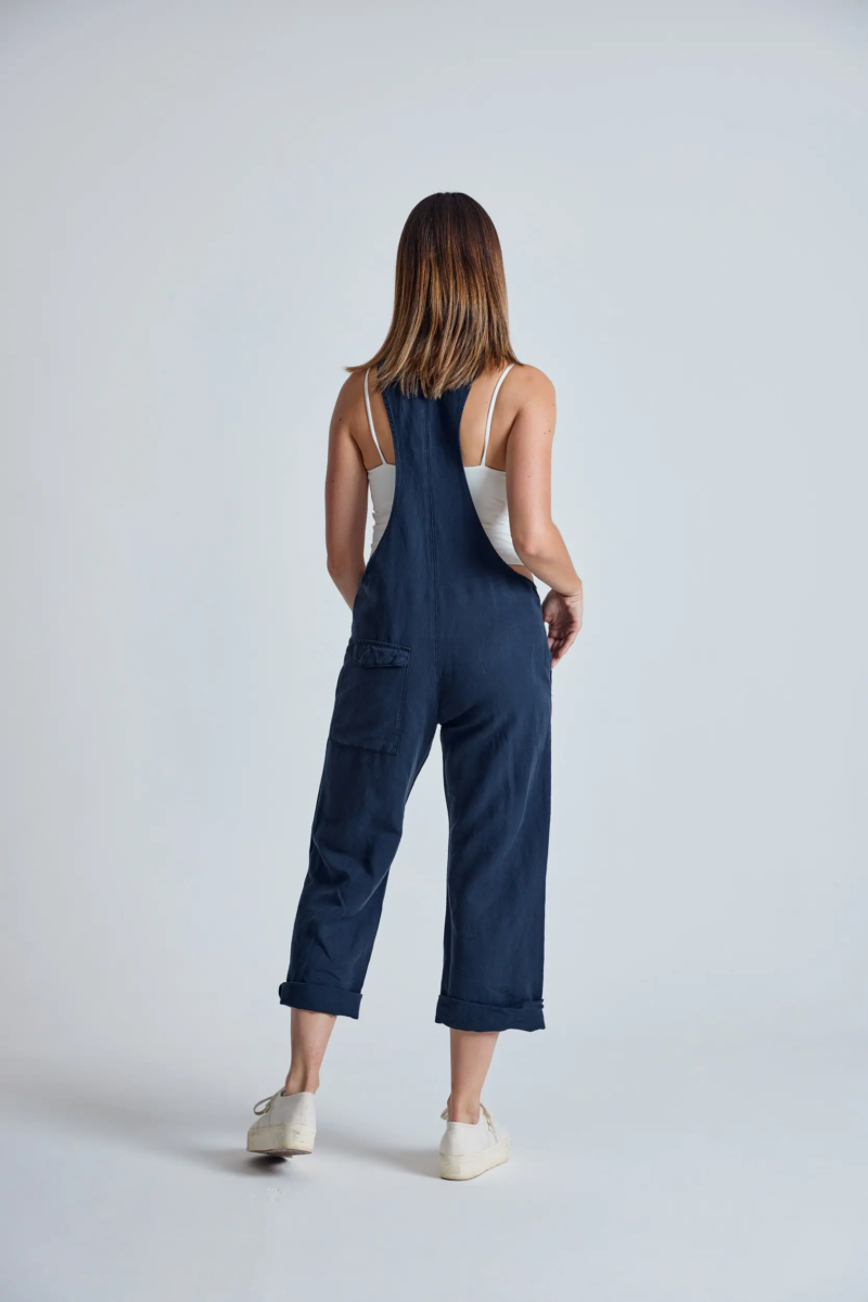 Flax and Loom Mary-Lou Linen Dungarees Navy