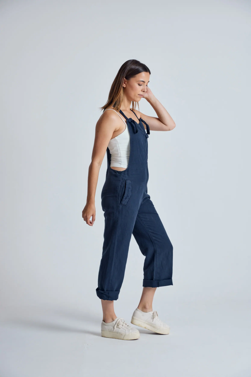 Flax and Loom Mary-Lou Linen Dungarees Navy