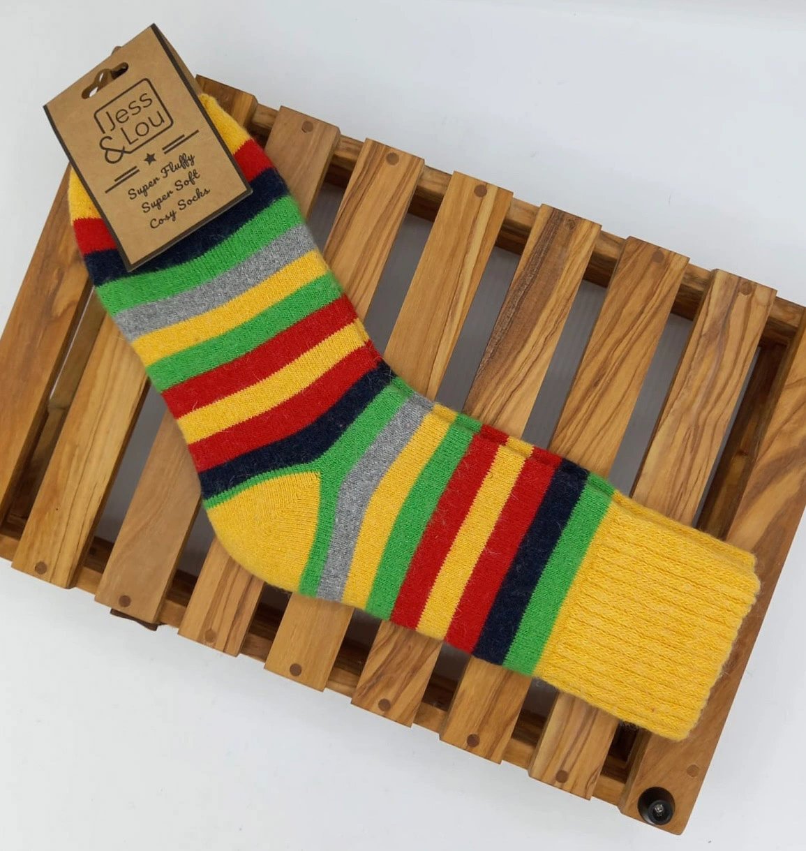 Jess & Lou Striking Stripe Cosy Ribbed Socks Gold Yellow