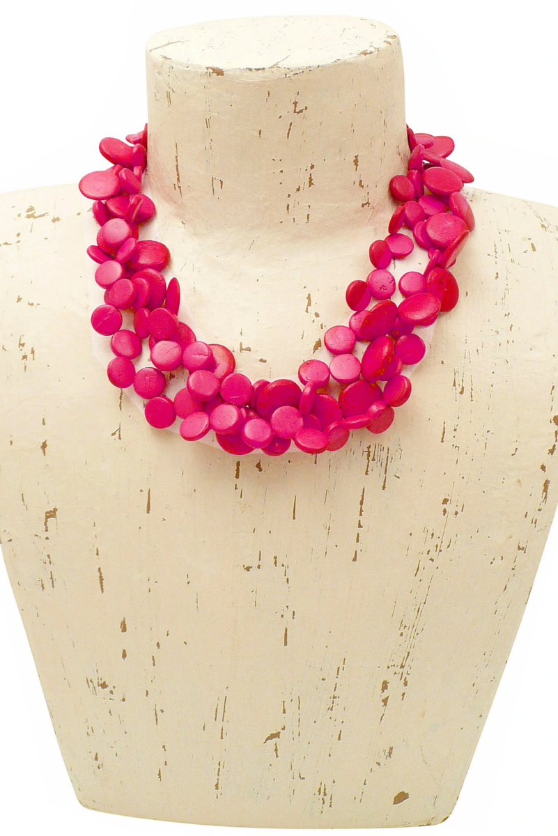 Lotus Feet Fuchsia Dots Necklace